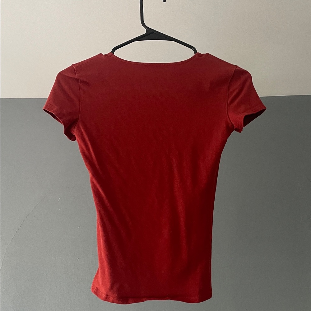 Express Deep Red V-Neck Bodysuit - Picture 4 of 4